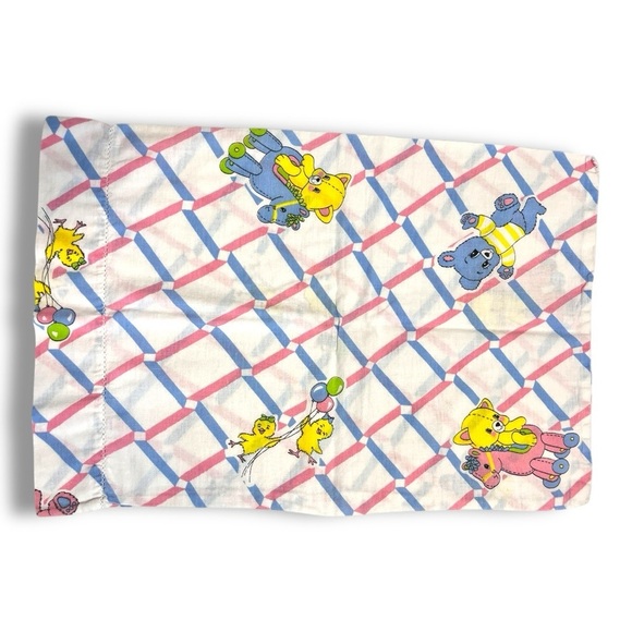 Vintage Cotton Duck/Bear print fitted crib sheet pillowcase Baby Nursery set - Picture 3 of 8